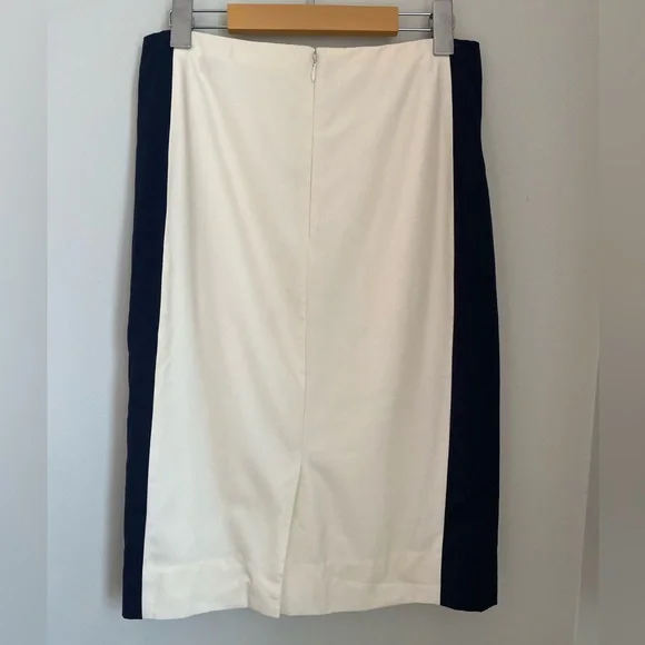 J. Crew Colorblock Wool Pencil Skirt Cream Black Size 4 Office Career - Picture 5 of 9